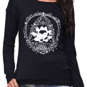 Kendall & Kylie Black Lotus Flower Sweater
